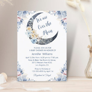 over the moon botanical baby shower stylish invitation