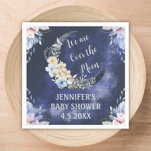 over the moon botanical navy baby shower trendy napkin