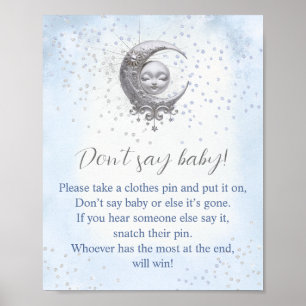 Over The Moon Boy Baby Shower Don't Say Baby Game Poster