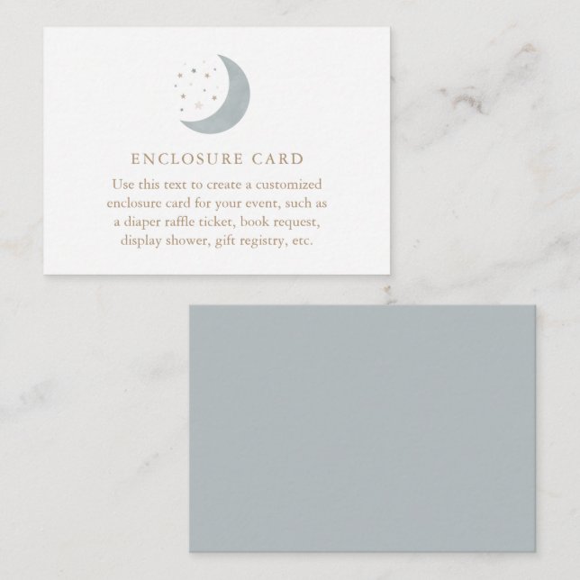 Over the Moon Boy Baby Shower Enclosure Card (Front/Back)