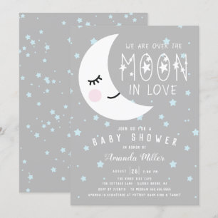 Over The Moon Boy Baby Shower Invitation