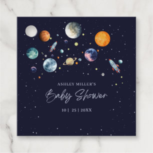 Over The Moon Boy Baby Shower Party Space Galaxy Favour Tags