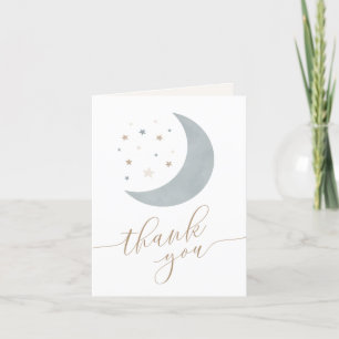 Over the Moon Boy Baby Shower Thank You Card