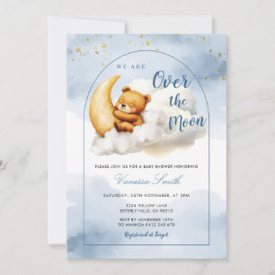 Over The Moon Boy Girl Baby Shower Invitation