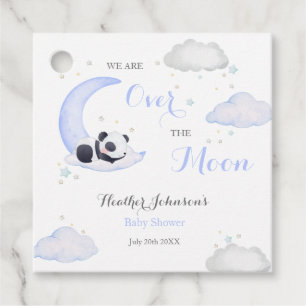 Over The Moon Boy Panda Bear Baby Shower Favour Tags