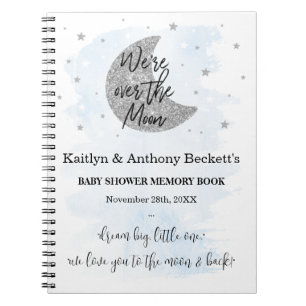 Over The Moon Boys Baby Shower Memory Book