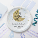 Over The Moon | Boys Baby Shower Paper Plate<br><div class="desc">Celebrate in style with these trendy baby shower paper plates. The design is easy to personalise with your own wording and your family and friends will be thrilled when they see these fabulous party plates.</div>