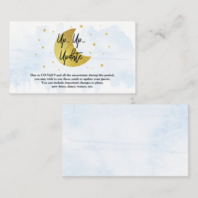 Over The Moon | Boys Baby Shower Update Cards (Front/Back)