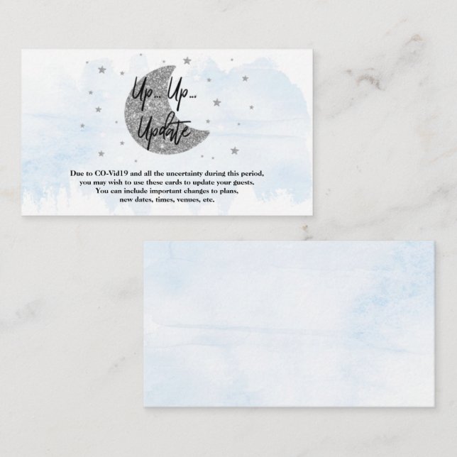 Over The Moon | Boys Baby Shower Update Cards (Front/Back)