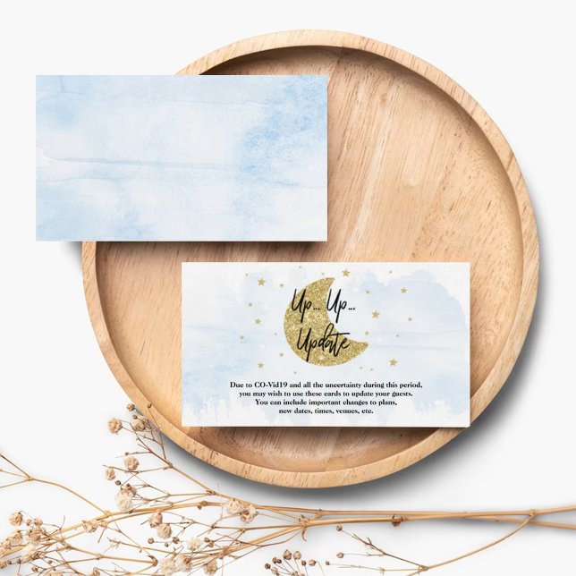 Over The Moon | Boys Baby Shower Update Cards (Creator Uploaded)