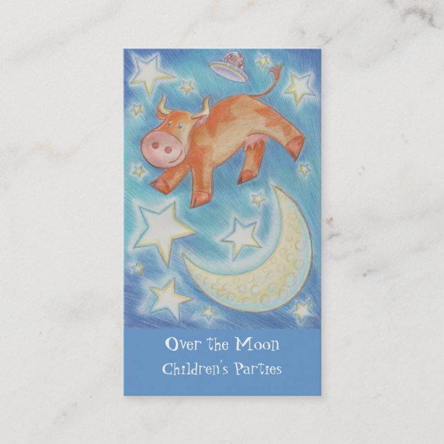 Over the Moon business card skinny (Front)
