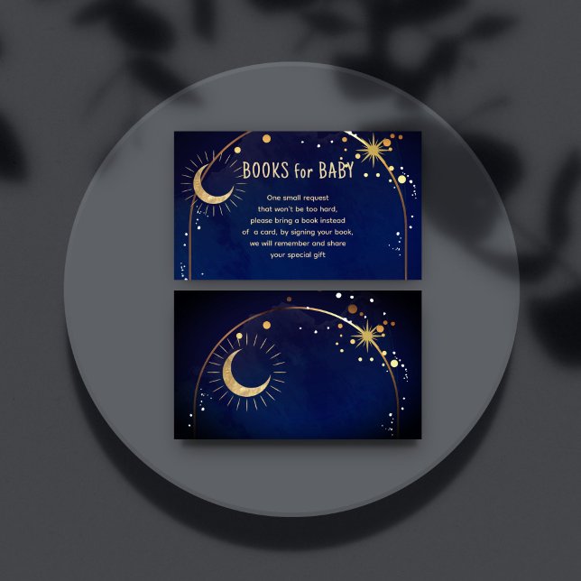 Over the Moon celestial arch books request Enclosure Card (Over the Moon celestial arch books request Enclosure Card books for baby starry night baby shower)