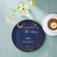 Over the Moon celestial Baby Shower printed