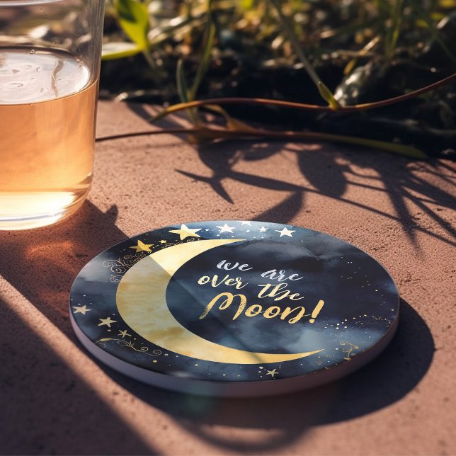 Over the Moon Celestial Baby Shower Stars Space Coaster (Creator Uploaded)