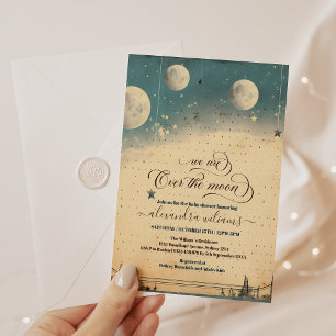 Over the Moon Celestial Baby Shower Stars Space Invitation