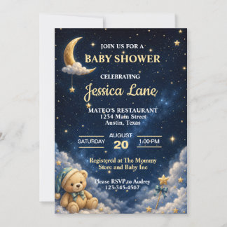 Over the Moon Cute Baby Shower Invitation