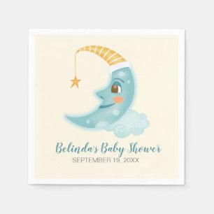 Over the Moon Cute Boy Baby Shower Napkin