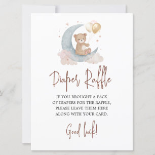 Over the Moon Diaper Raffle Game Card Teddy Bear