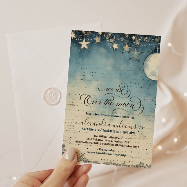 Over the Moon Dreamy Boy Baby Shower Invitation (Creator Uploaded)