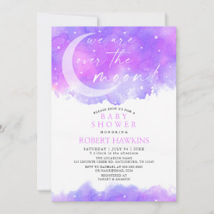 Over the Moon Dreamy Girl Baby Shower Invitation