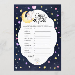 Over The Moon Elephant Baby Shower Price Game Invitation