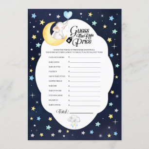 Over The Moon Elephant Baby Shower Price Game Invitation