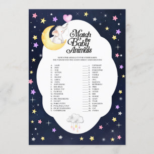 Over The Moon Elephant Match The Baby Animals Game Invitation