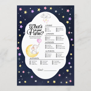 Over The Moon Elephant What's In Your Purse Game Invitation