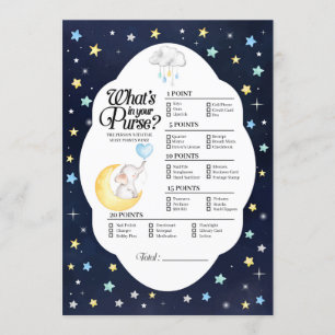 Over The Moon Elephant What's In Your Purse Game Invitation