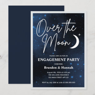 Over The Moon Engagement Party Invitation