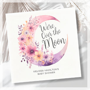 Over The Moon Floral Baby Shower Napkin