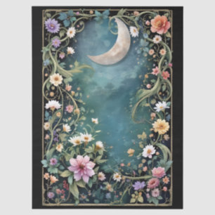 Over the Moon Floral Night Pink Flowers Vine Girl Tissue Paper