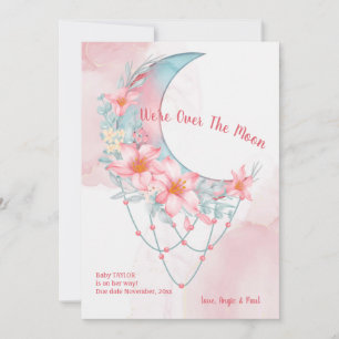 Over the Moon Floral Pregnancy Announcement