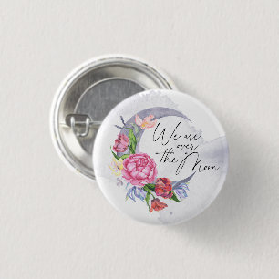 Over the moon Flowers baby shower 3 Cm Round Badge