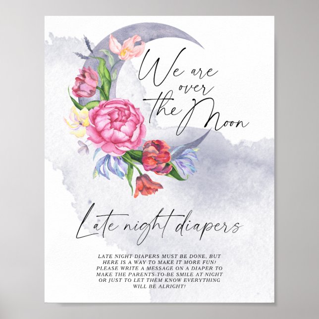 Over the Moon Flowers Late night diapers game Poster (Front)