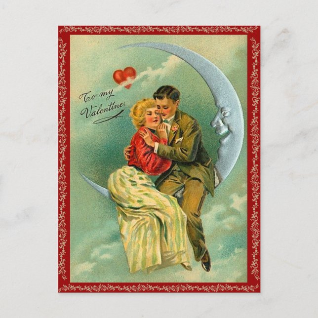 Over the Moon for You Valentine Postcard (Front)