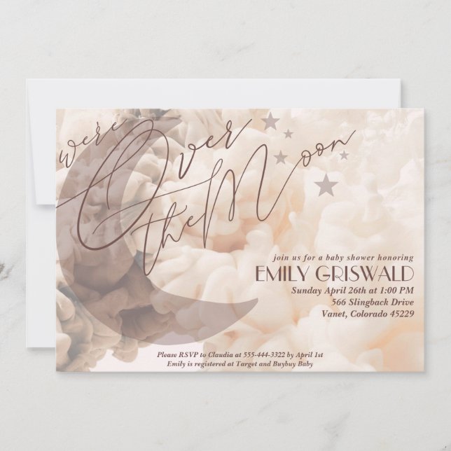 Over the Moon Gender Neutral Baby Shower Invite (Front)