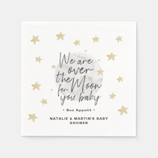 Over The Moon Gender Neutral Baby Shower Paper Napkin