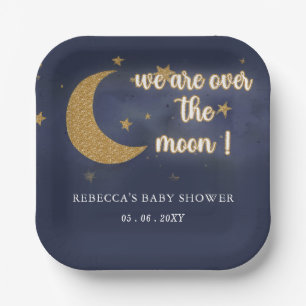 Over The Moon Gender Neutral Baby Shower Paper Plate