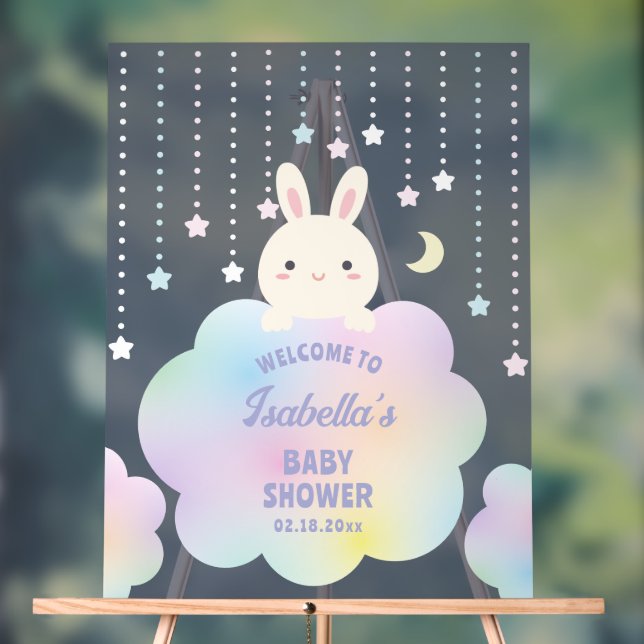 Over The Moon Gender Neutral Baby Shower Welcome Acrylic Sign (Neutral)