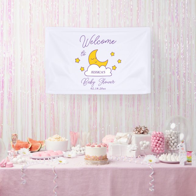Over The Moon Gender Neutral Baby Shower Welcome Banner (Party)