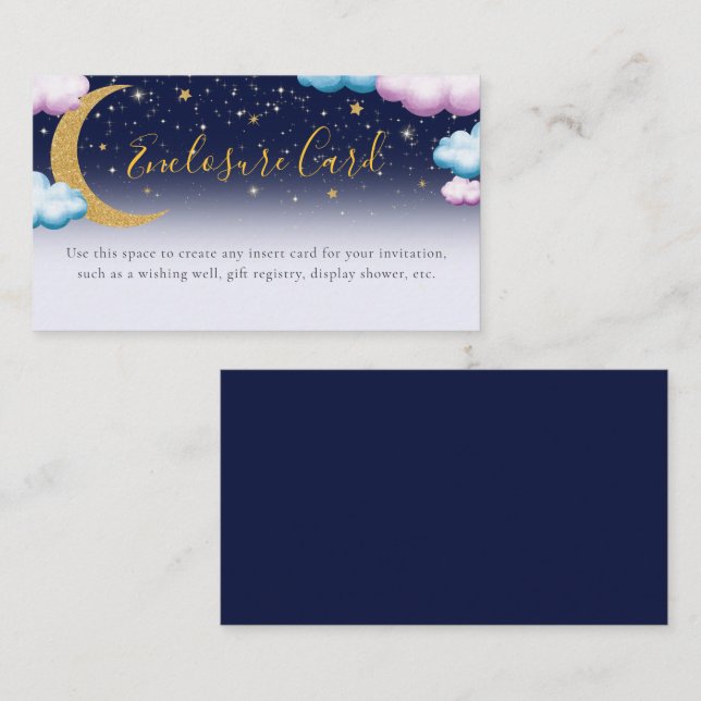 Over the Moon Gender Reveal Enclosure Card (Front/Back)
