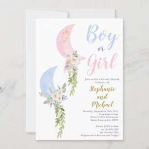 Over the Moon Gender Reveal Invitation