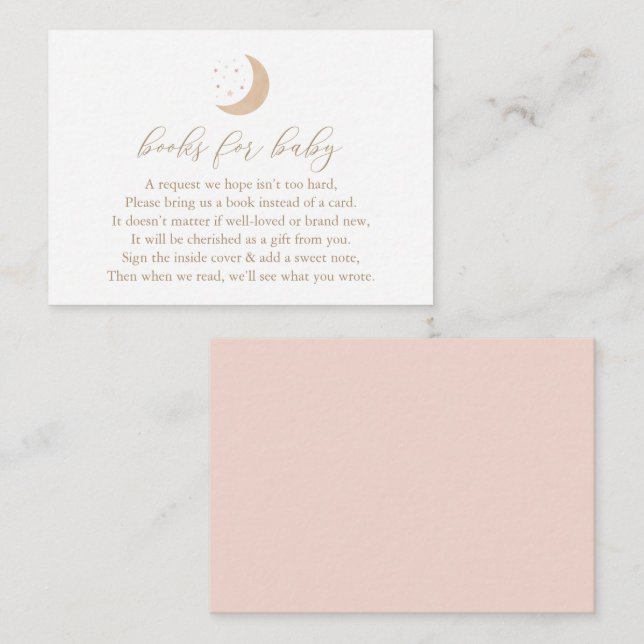 Over the Moon Girl Baby Shower Books for Baby Enclosure Card (Front/Back)
