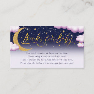 Over the Moon Girl Baby Shower Books for Baby Enclosure Card