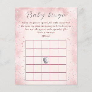 Over The Moon Girl Baby Shower Game Baby Bingo