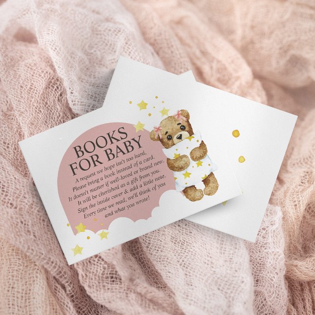 Over The Moon Girl Teddy Bear Pink Books for Baby Enclosure Card (Creator Uploaded)