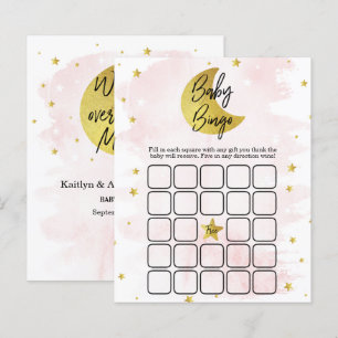 Over The Moon   Girls Baby Shower Bingo