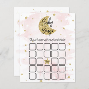 Over The Moon Girls Baby Shower Bingo