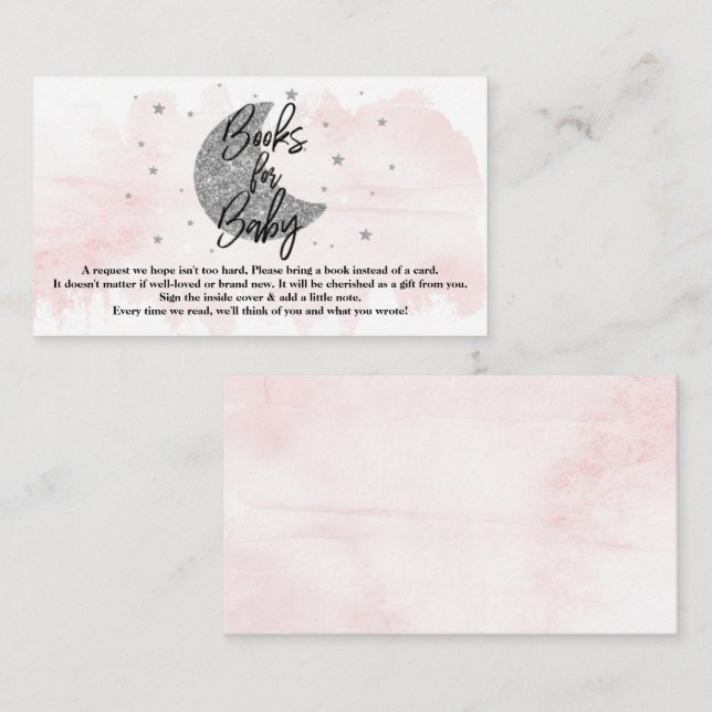 Over The Moon | Girls Baby Shower Books For Baby Enclosure Card (Front/Back)